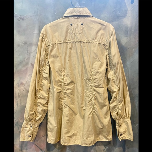 FP Women’s Beige Ruched Long Sleeve Button Down Shirt Blouse - sz 8 - EUC! - Picture 8 of 8